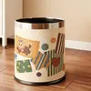 Papelera pequeña creativa y linda de cuero con tapa para habitaciones infantiles, diseñada para habitaciones y dormitorios de niñas