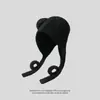 Gorro de Punto Coreano para Mujer Otoño e Invierno con Orejas de Oso, Adelgazante Facial, Cálido para Clima Frío, para Circunferencia de Cabeza Grande, Gorro de Punto con Protección para los Oídos