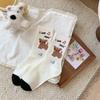 Calcetines para Mujer, Nuevos Calcetines de Media Pantorrilla para Primavera y Otoño, Estilo Coreano Rayados de Puntos Dibujos Animados Cachorro Lindo Cachorro Calcetines de Algodón