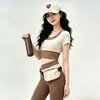 Conjunto de Ropa de Pilates Yoga a Contraste de Color, Antichoque, Push-Up para Mujer, Nuevo 2026, Ajuste Delgado, Manga Corta, Pantalón Largo, Ropa para Correr y Fitness