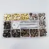 100 juegos de botones de presión metálicos de cuatro colores de 12.5 mm, juego de herramientas de cuatro piezas de cobre, botones ocultos invisibles