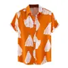Camisa Casual de Manga Curta com Gola Nova para Homem Amazon Transfronteiriça Camisa com Estampa 3D de Halloween Tops Masculinos e Femininos
