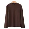 Camiseta de manga larga de terciopelo alemán de cuello medio alto, doble cara cepillada, para otoño e invierno, capa base térmica para hombre, camiseta interior para hombre