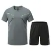 Conjunto Deportivo Casual de Manga Corta de Seda Helada de Verano para Hombre, Running, Fitness, Transpirable, Delgado, Camiseta y Pantalones Cortos de Pareja, Dos Piezas