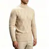 Nueva colección Otoño/Invierno 2026: suéter de punto jacquard de cuello alto medio para hombre, una capa base elegante y casual para hombres jóvenes