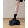 Mocasines de Cuero Grueso Estilo Británico con Plataforma para Aumentar Altura y Punta Redonda para Mujer, Nuevos Mocasines Retro Negros Otoño 2026, Zapatos Pequeños de Cuero, Zapatos de Vestir