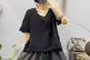 Blusa de Algodão Bordada Estilo Preguiçoso Verão Novo Gola Redonda Pulôver Manga Média Fina Camisa Base Retrô Top