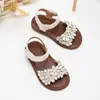 Sandalias de Niña Estilo Princesa Verano, Suela Suave, Cierre de Velcro, Flor de Perla, Punta Abierta, Para Bebé y Niña Pequeña, para Exteriores