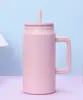 Vaso Aislado de Acero Inoxidable de 1500 ml con Asa y Popote, Taza Térmica al Vacío para Playa, Viaje Diario, Fútbol al Aire Libre
