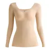 Top de Ropa Interior para Otoño e Invierno, Ropa para Embellecer la Piel para Mujeres con Almohadilla en el Pecho Interior, Sin Marcas, de Una Pieza, Sin Sujetador, Ropa Interior Térmica