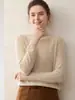 Suéter de Cachemir de Punto para Mujer, Estilo Nuevo Otoño e Invierno, Cuello Medio Alto, Suave y Esponjoso, Base de Lana, Ropa Interior, Suéter de Punto Casual Holgado
