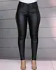 Otoño e Invierno 2025 Nuevos Productos Transfronterizos Europeos y Americanos Amazon Wish Pantalones de Cuero PU de Color Sólido Pantalones Casuales Sexy Ajustados Pantalones Largos para Mujer