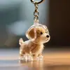 Caixa de Armazenamento Transparente para Pelos de Filhote Pingente Gashapon West Highland Pomeranian Chaveiro Lembrança Enfeite para Pendurar na Bolsa