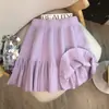 Falda corta de punto plisada elástica de cintura alta adelgazante para mujer, otoño e invierno, falda corta de línea A petite de cintura alta suave