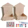 Alimentador de agua de madera Amazon alimentador de pájaros de madera juguete de pintura graffiti DIY para niños colgante para exteriores