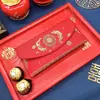 Brocado de Canção do Patrimônio Cultural Imaterial Vintage, Envelopes Vermelhos de Casamento de Alto Padrão, Envelopes Vermelhos Bordados de Alto Valor, Envelopes Vermelhos de Tecido para Mudança de Endereço ou Mudança de Nome