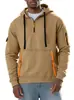 Moletom com Capuz Masculino Outono Inverno Amazon Estilo Novo Europeu Americano Meio Zíper Bloco de Cores Casual Roupa de Trabalho Pulôver Masculino