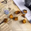 Juego de Mesa Dungeons & Dragons Dados 7 Piezas Set Juego Agitar Múltiples Caras DND RPG Dados de Piedra Tigre Amarillo Natural