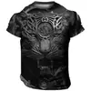 Camiseta Masculina Estampa de Leão 3D Moda Manga Curta Top de Verão Padrão Animal Camiseta Casual Streetwear Oversized