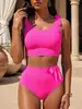 2027 Europeo y Americano comercio exterior transfronterizo nuevo Amazon traje de baño, bikini de dos piezas con tiras de cintura alta para mujer, en stock