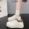 Zapatillas Deportivas de Plataforma con Cordones, Punta Redonda, Piel Genuina, Suela Gruesa para Mujer, Aumentan la Altura, Zapatos Blancos, Zapatos de Mujer, Nuevo 2026, Zapatos Individuales Casuales Deportivos