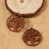 Nuevos pendientes populares de Amazon de madera cortados con láser huecos diseño de nicho personalidad Pendientes del Árbol de la Vida
