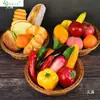 Modelo de Verdura de Simulación Plástico Fruta Falsa Verduras Verdes Pan Adornos para Refrigerador y Gabinete Accesorios Decorativos de Educación Temprana para Niños