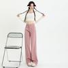Pantalones vaqueros rosa sucio para mujer, otoño 2023, nuevos, de cintura alta, adelgazantes, holgados, de pierna ancha y rectos.