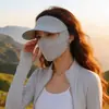 Máscara de Proteção Solar Física, Chapéu, Proteção Integrada para o Pescoço, Máscara Facial Feminina de Seda Gelada para Rosto Inteiro, Anti-UV, Máscara Facial para Ciclismo e Montanhismo