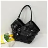 Bolso de Lentejuelas de Moda Estilo Coreano para Mujer 2026 Nuevo Bolso de Hombro Tipo Cubo Tendencia Nicho Bolso Tote de Gran Capacidad con Bloques de Color