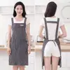 Delantal nuevo de algodón puro moderno lindo elegante impermeable cocina trabajo de cocina antiadherente clásico rayas verticales hombres y mujeres cintura
