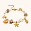 Collar Vintage Estrella de Mar de Temperamento Transfronterizo Europeo y Americano Acero Inoxidable Chapado en Oro de 18K Serie Marina Francesa Maillard Pulsera
