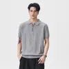 Camisa polo masculina com gola de lapela, manga curta de verão, solta, casual, versátil, top de marca moderna, polo estilo fino 2026