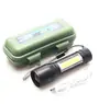 Linterna LED pequeña transfronteriza con luz lateral COB, luz potente, zoom telescópico, carga USB, compatible con mini linterna 511