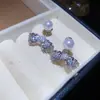 ¡La Princesa está aquí! Pendientes de Zirconita Brillante con Lazo y Perlas, Pendientes de Lujo Ligero de Alta Gama, Pendientes de Moda Francesa para Mujer