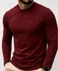 Nova Camiseta Masculina Outono e Inverno Estilo Europeu e Americano Cor Sólida Slim Fit Secagem Rápida Respirável Manga Longa Camiseta Camada de Base Masculina