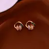 Pendientes de Aro Coloridos de Zirconia Estilo Medieval, Lujo Ligero Retro, Pendientes Elegantes de Alta Gama, Pendientes de Moda y Versátiles al por Mayor
