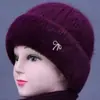 Gorro de Lana Cálido de Invierno con Felpa para Madres de Mediana Edad y Mayores, Gorro de Punto para Señoras Mayores con Protección Auditiva para el Frío al Aire Libre