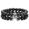 Pulseira Europeia e Americana mais vendida de 8mm de pedra vulcânica energética micro-cravejada com Zircônia de oito garras e Esparta pulseira quente transfronteiriça