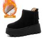 Botas de Nieve Europeas para Mujer 2026 Invierno Casual Moda Versátil Caña Baja Suela Gruesa Forro Grueso Cálidas Botines Cortos con Cremallera Trasera Botas para Mujer