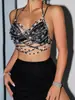 AYJ Europea y Americana Amazon sexy hueco verano nuevo gema cadena metálica bikini camisola