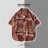 Camisa de flor de caju estilo hong kong estilo coreano masculino moda solta estilo japonês retrô verão rufião bonito camisa havaiana 1301