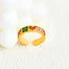 Anillo Abierto Versátil Elegante Clásico Estilo Esmalte Francés Retro Personalizado Transfronterizo Incrustado con Corazón Patrón Vertical de Corazón Circonita