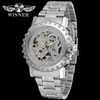 Reloj Mecánico Semi-Automático Hueco Casual de Moda para Hombre Winner Venta al por Mayor Colores Dorado y Plateado Disponibles