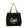 Bolsa de Lona para Mulheres, Grande Capacidade, Bonita e Versátil, Adequada para Estudantes, Bolsa de Compras com Tema de Cachorro, Bolsa para Lancheira, Bolsa de Lanche Portátil