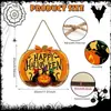 Letrero de Madera Colgante de Calabaza de Halloween Decoración de Pared para Dormitorio Sala de Estar Decoración de Fiesta de Halloween Letrero de Puerta Colgador de Puerta