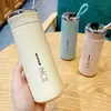 Taza de Vidrio Bonita, Moderna y Elegante en Colores Macaron, Taza Portátil para Estudiantes, Uso al Aire Libre con Correa, Taza para Beber Conveniente