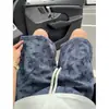 Shorts Tie-Dye Estrela Azul Marinho Corte Diagonal Estampa Completa Masculino Verão Tendência Esportivo Calça de Moletom Estilo Americano Peso Pesado Calça de Cinco Pontos