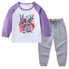 2026 Nova Camiseta Infantil de Primavera e Outono Gola Redonda Desenho Animado Manga Longa Camiseta Básica Conjunto para Meninos e Meninas Camiseta de Algodão
