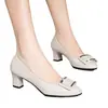 Piel Suave No Roza los Dedos Punta Fina para Mujer 2026 Planos Otoño Nuevo Estilo Elegantes Hebilla Cuadrada Tacones Altos para Viajar Adelgazantes Zapatos de Trabajo